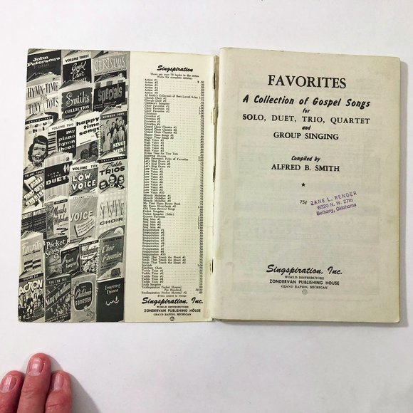 Singspiration Gospel Favorites Vol 1 Songbook 1943 Smith Solo Duet Trio Group - Picture 4 of 7